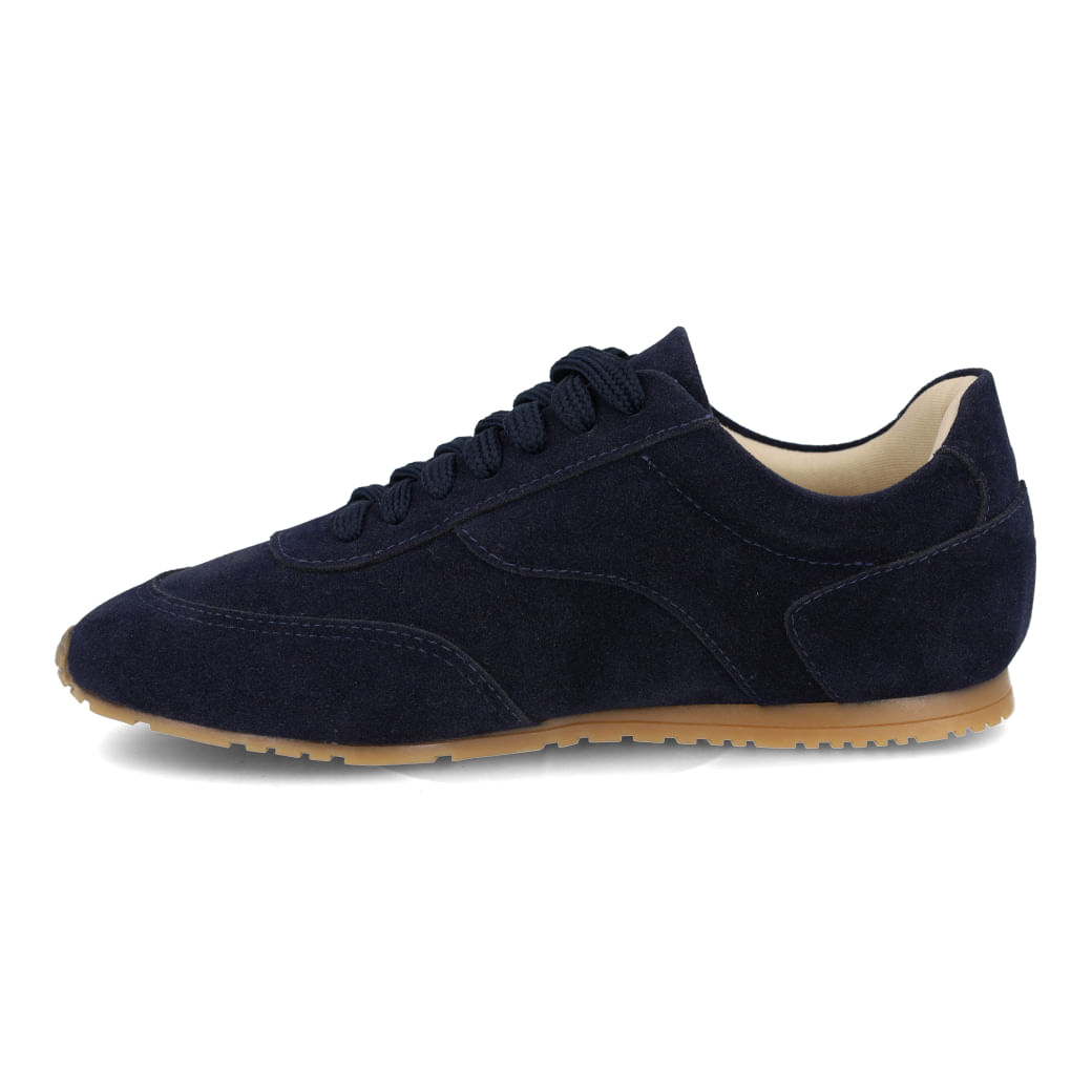 Tênis casual feminino M Shuz marinho em têxtil com cadarço, ideal para uso diário.